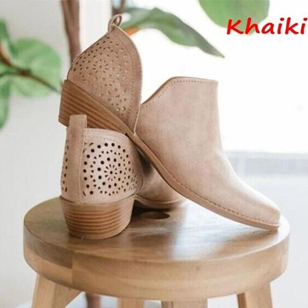 

boots 2021 autumn ankle women square heel slip on female high heels single shoes pointed toe hollow out, Black