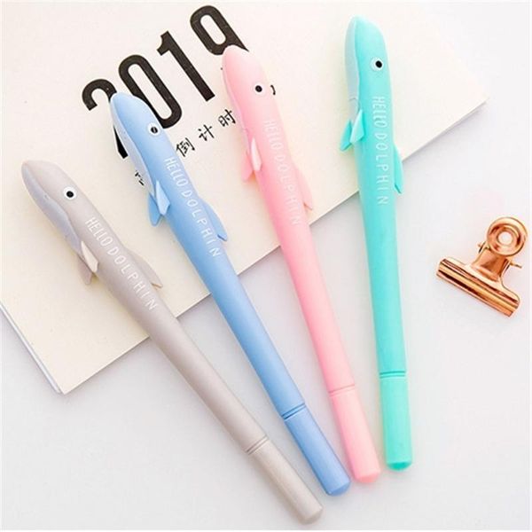 

gel pens 1pc cartoon dolphin kawaii school office stationery pen handles creative cute gift supply black and blue ink 0.5mm