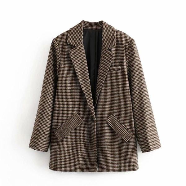 

european and american spring loose versatile lapel long sleeve plaid casual suit coat for women women's suits & blazers, White;black