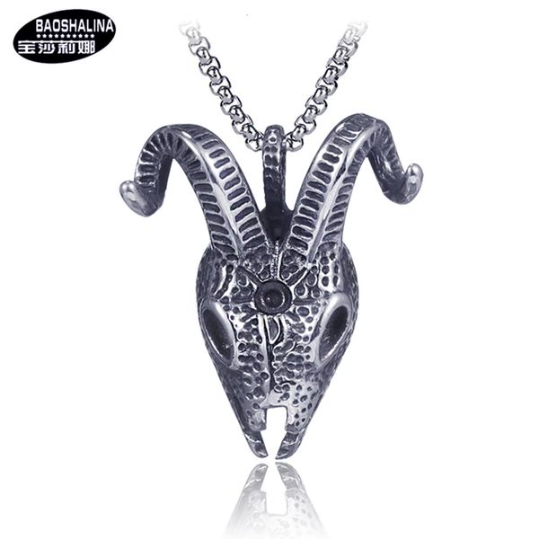 

yangtou totem necklace star hip hop ancient titanium steel trendy men's stainless pendant, Silver