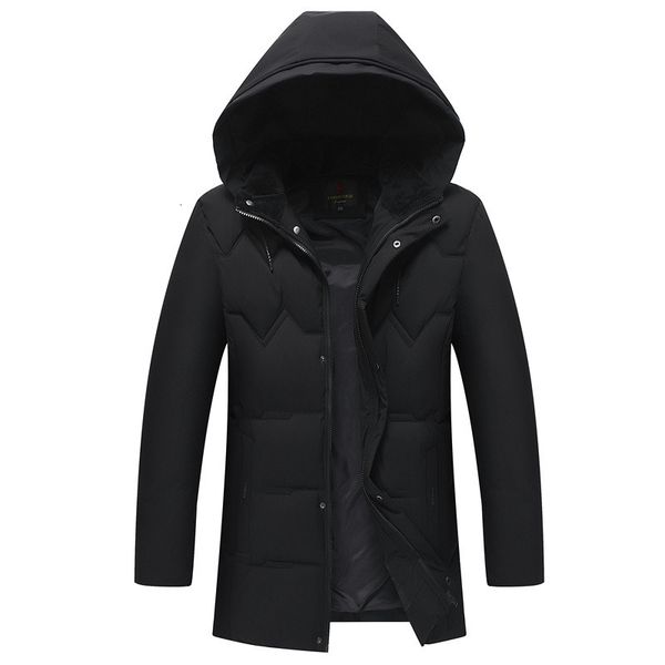 

2021 winter men's down and cotton padded jacket medium long, Black