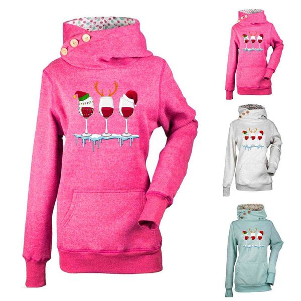 

women hoodie christmas sweatshirt pullover crewneck long sleeve plain hooded jumper loose hoodies jacket coat with pocket y1118, Black