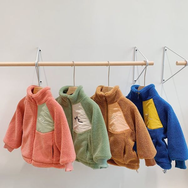 

2021 winter new children fleece coats korean style kids clothes thicken warm baby boys girls jackets chic loose outerwear, Blue;gray