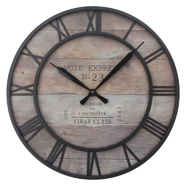 

wall clocks large modern design roman numeral hands country rustic oversized clock farmhouse decor analog wood metal