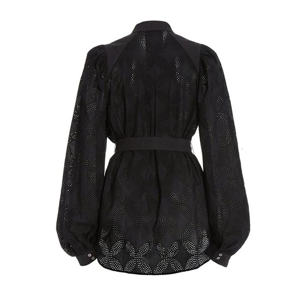 

hoodie hollow out sashes for women lapel long sleeve casual white es female fashion clothing 2021 autumn, Black
