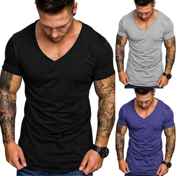 

men tank fashion men's summer slim fit patchwork pocket short sleeved permeability outdoor sport v-neck t-shirts, White;black