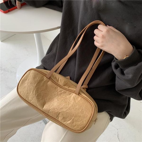 

evening bags spring simple baguette bag kraft paper shoulder retro portable underarm purse 01-sb-jyfgyx