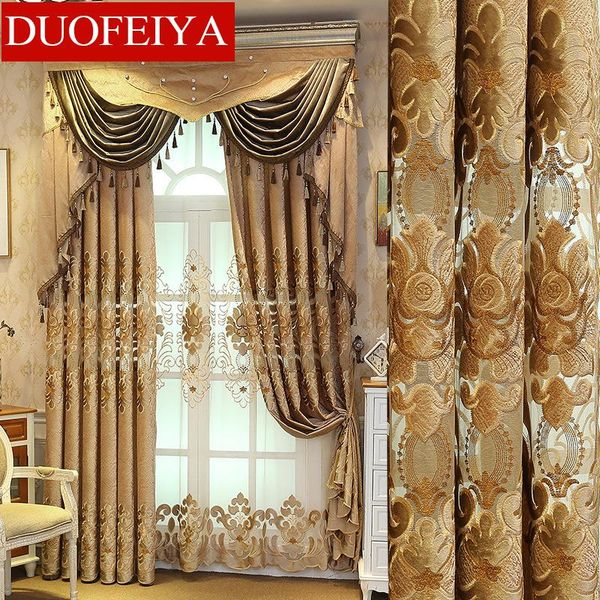 

curtain & drapes european luxury brown curtains for living room chenille bedroom shaded embroidery window tulle