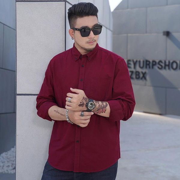 

men's dress shirts fat plus size business leisure square collar long sleeve shirt, White;black