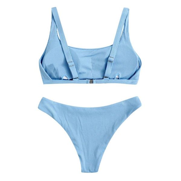 

swimwear women knitting bikini 2021 halter push up brazilian set swimsuit female soild bandage biquini bathing suit women's, White;black