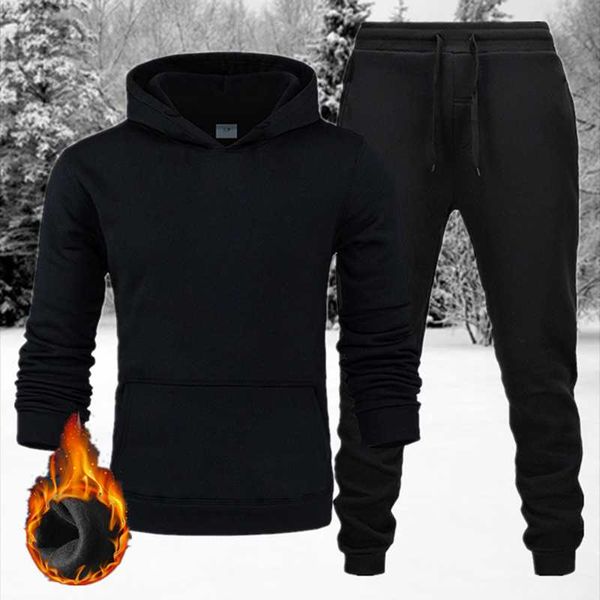 

jogging clothing men's and women's sportswear hoodie + pants autumn winter fleece sports suit 2 piece set streetwear harajuku, Black;red