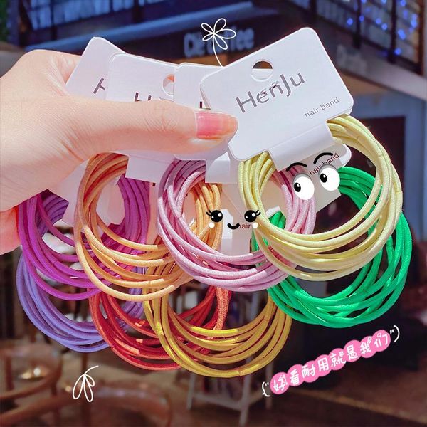 

hair accessories candy color basic rope women's handmade ornament band ring high elastic children's, Slivery;white