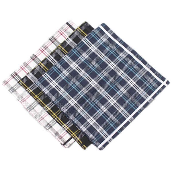 

6pcs cotton handkerchief grid checker for gentlmen, Blue;white