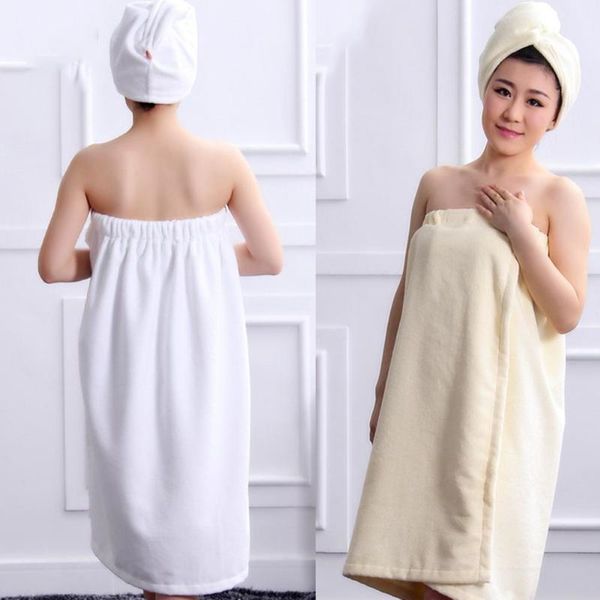 

towel 2pcs/set women water absorbing fast dry hair hat bathing spa wrap shower supply 10 colors