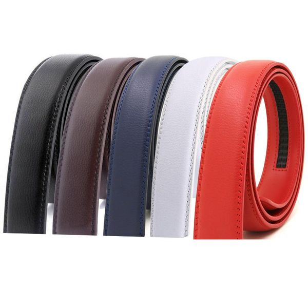 

belts 3.1 3.5cm width real genuine leather automatic buckle belt body no cowskin without black brown blue white