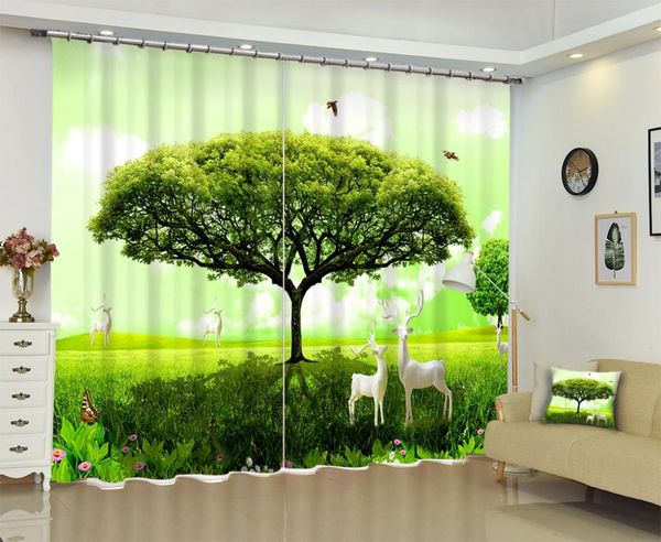

creative design big tree po 3d curtains for living room sunshade window custom-made size curtain & drapes