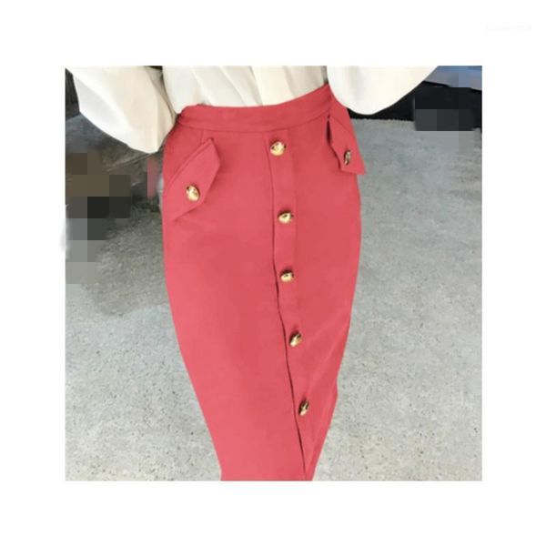 

skirts women's straight bag hip thicken buckle split fork skirt, Black