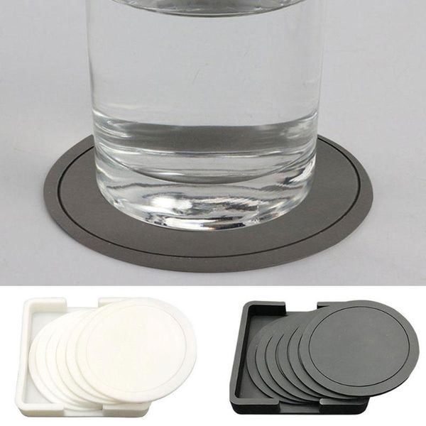 

mats & pads 7pcs non-slip table set heat resistant silicone mat black kitchen accessories drink glass coasters mug placemat cof n9y4