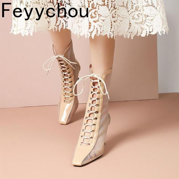 

women's boots summer super high heels square toe thin heel party ankle patchwork zip 2021 fashion casual black