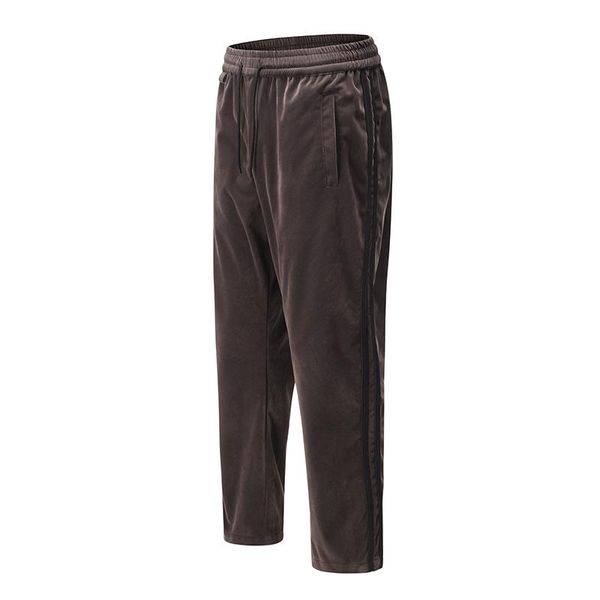 

men's pants ankle zipper side striped retro fleece sweatpants men and women streetwear casual striaght solid loose joggers trousers, Black