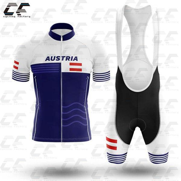 

racing sets 2021 austria-4 cycling jersey men's suit summer riding equipment, Black;blue
