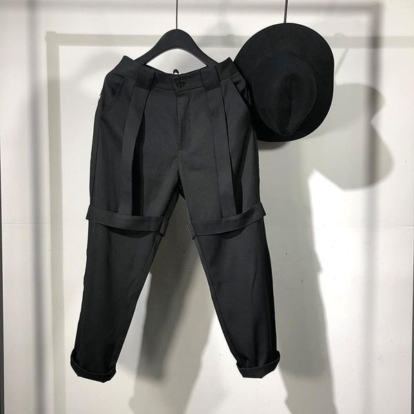 

owen seak men casual harem pants gothic clothing cargo high street sweatpants autumn calf-length pant loose black men's