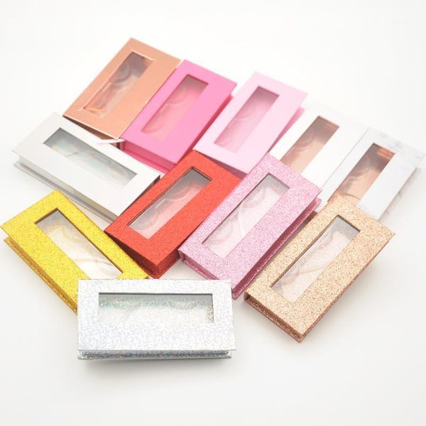 

10p/pack wholesale eyelash packaging box lash boxes custom logo faux mink lashes strip empty square case bulk vendors1