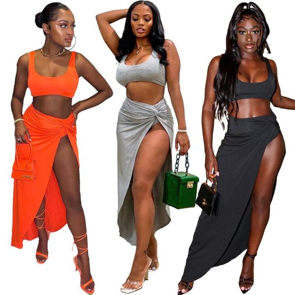 

women's shorts dress sets tight-fitting vest loose split skirt suit 2-piece plus size clothing two piece set summer, White;black