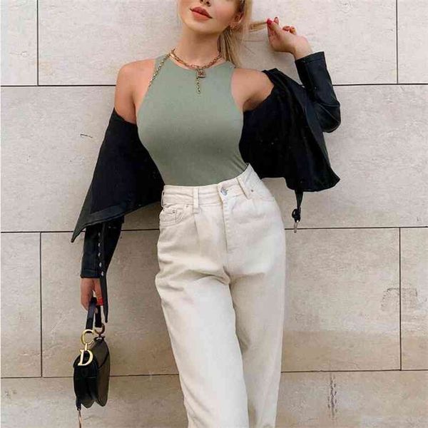 

summer women's jumpsuit casual solid color knitted vest 210430, Black;white