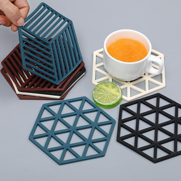 

mats & pads chic nordic silicone felt cup hexagon pad heat-insulated bowl placemat home decor deskjapanese simple table