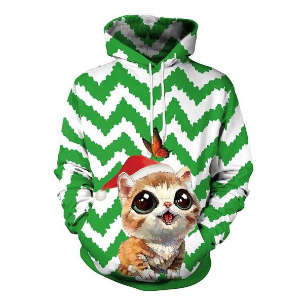 

men's sweaters men women ugly christmas sweater novelty hoodie realistic 3d cat print pullover casual sweatshirt funny xmas jumpers t, White;black