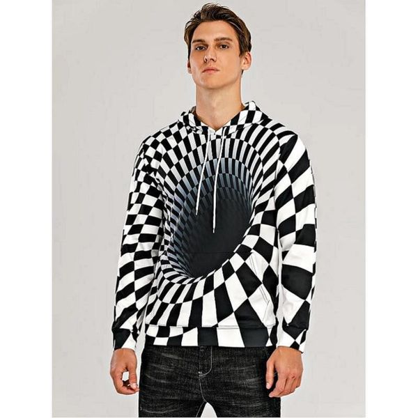 

men's hoodies & sweatshirts swirl printing comfortable long-sleeved 3d design trend plus size sweater male's hooded spring and aut, Black