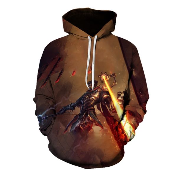 

spring and autumn lol victor hero pattern hoodie for men and women funny new long sleeve 3d anime game print pullover for men and women, Black