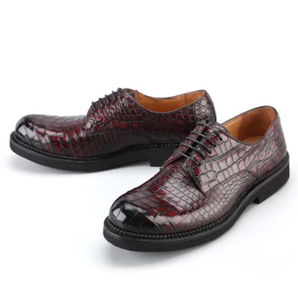 

dress shoes baoduli thailand crocodile leather male true lace-up brush color round head for, Black