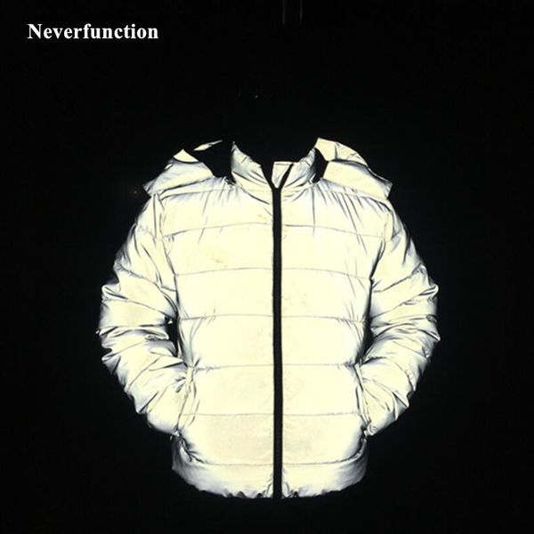 

downs winter thick warm men night full fashion hooded parkas jacket streetwear hip hop casual man padded coat outwear, Black