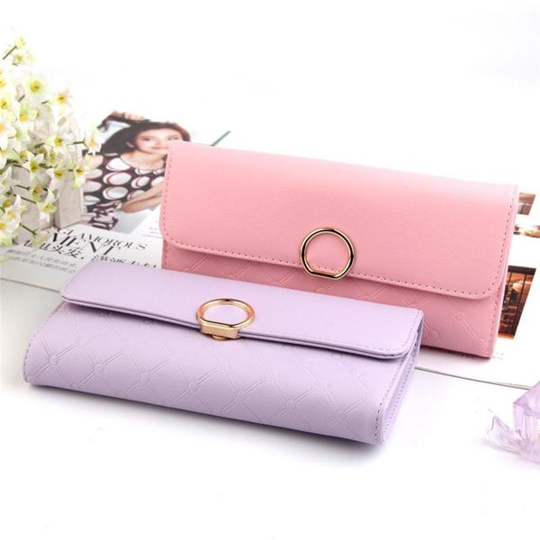 

wallets 2021 women pu long wallet fashion zipper female handbag casual round buckle purse card holders, Red;black