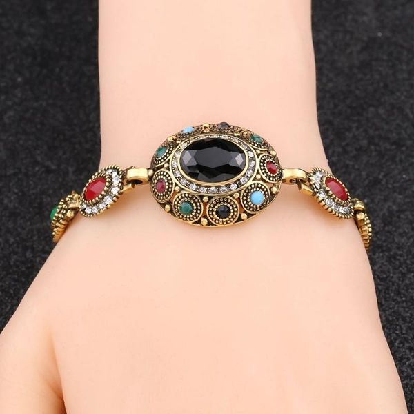 

charm bracelets vintage bohemian woman bracelet with large gemstone turkish jewelry ethiopian gold, Golden;silver