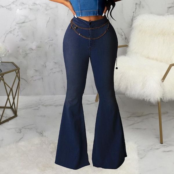 

women's jeans 2021 high waist mom boyfriend flare for women black denim skinny woman wide leg female pants plus size ladies, Blue