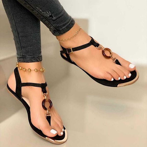 

women's sandals clip toe woman fashion femmes sandales 2021 ladies shoes casual beach summer ankle buckle strap female footwear, Black