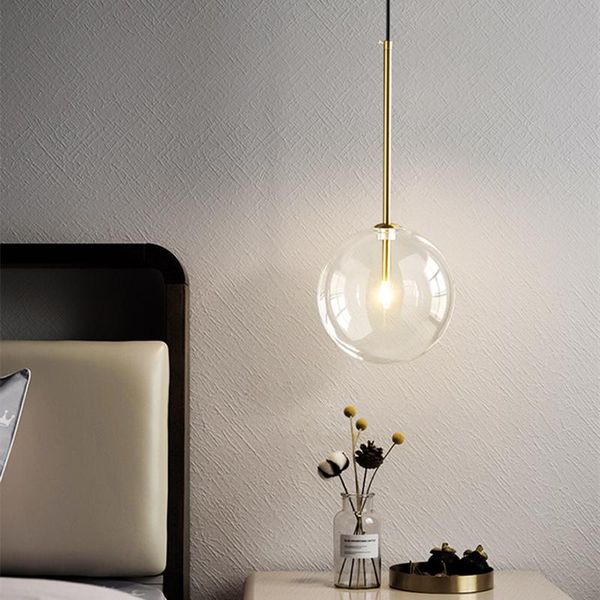 

pendant lamps modern led lamp glass ball bedroom hanging nordic living indoor decor lighting kitchen bar round gold suspension lights