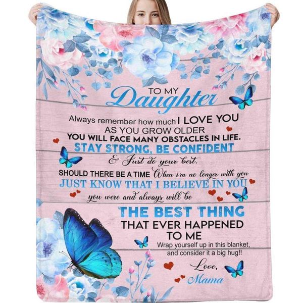 

blankets blanket to my daughter from mama always remember how much i love you butterfly flowers throw for couch sofa