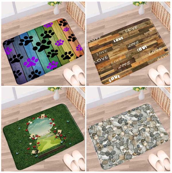 

bath mats 3d plant home floor retro wood plank doormat bathroom carpet non-slip kitchen mat bedroom door entrance toilet rugs flannel