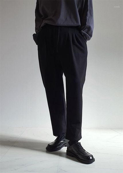 

men's pants casual autumn loose wide leg 9-point straight tube versatile trend, Black