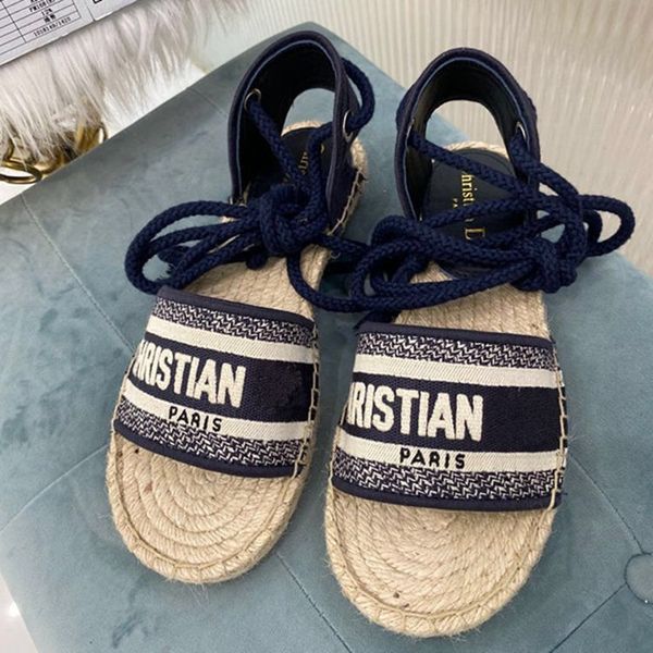 

high version d family women's shoes sandals 2021 new fisherman's shoes bandage letter embroidery woven sandals for women ysj, Black