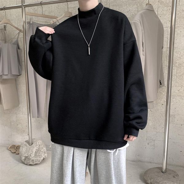 

men's sweaters half high collar candy color ins wind and women's hooded casual thick sweater loose couple top, White;black