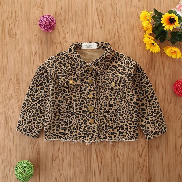 

infant girls spring autumn jacket fashionable long sleeve folded collar leopard pattern button down design front pockets jackets, Blue;gray