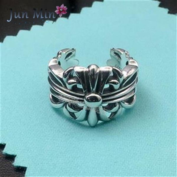 

party favor chrome/hearts rings punk hip hop 925 silver cross ring crosin open handmade old personality