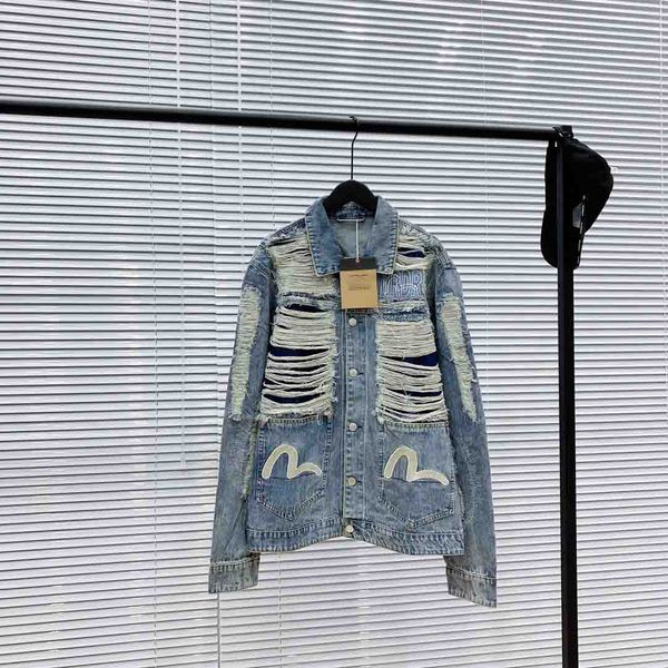 

2021 new fashion women's jeans wear hole denim jacket bravado punk style streetwear high street vintage coat s-xxl, Black;brown