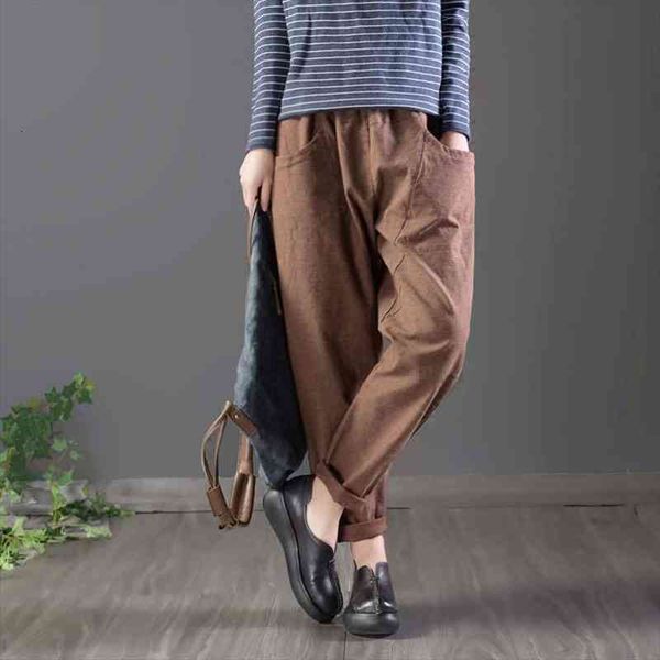 

spring autumn women pants plus size elastic waist solid cotton linen harem pants loose all-matched casual trousers femme d154, Black;white