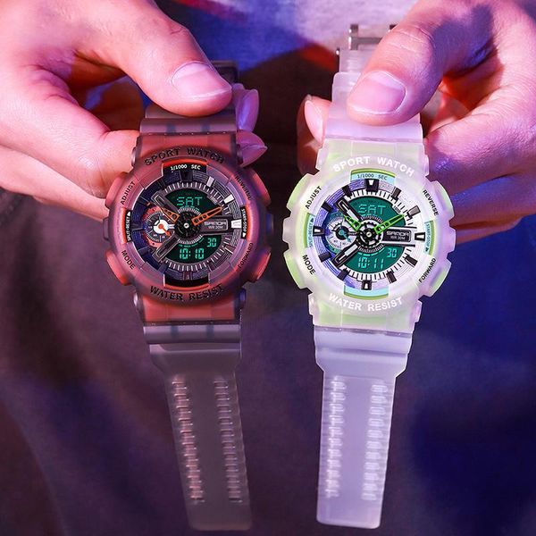 

wristwatches uthai ce61 luminous fashion trend personality waterproof electronic watch fluorescent case men's, Slivery;brown